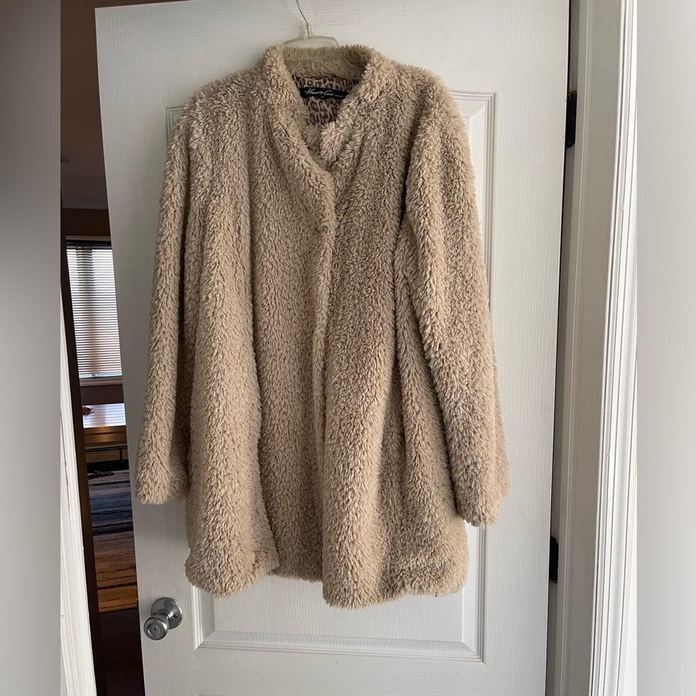 Kenneth Cole beige teddy bear coat